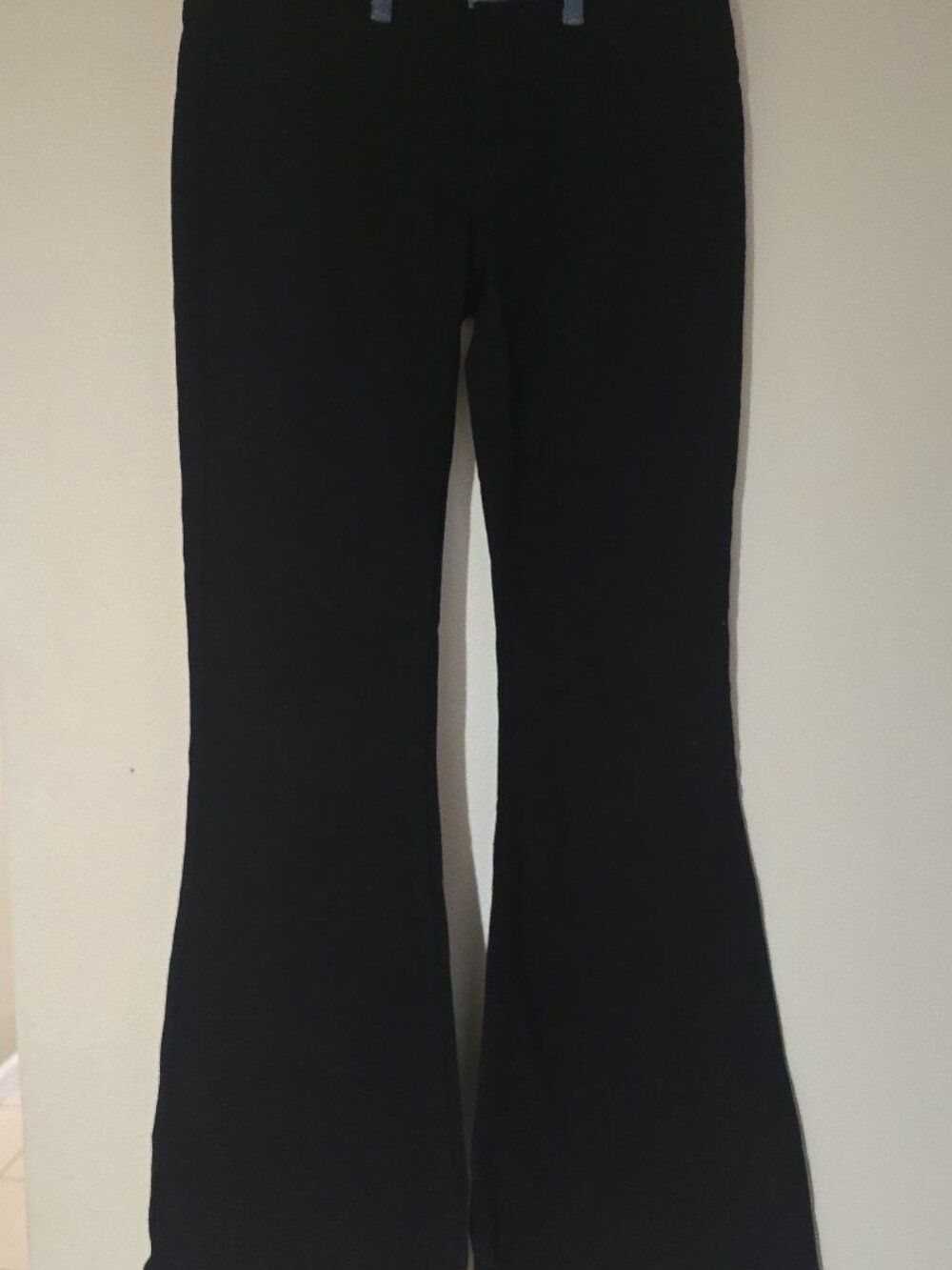 Edikted Two Tone Low Rise Flare Jeans Y2K Black Blue Denim